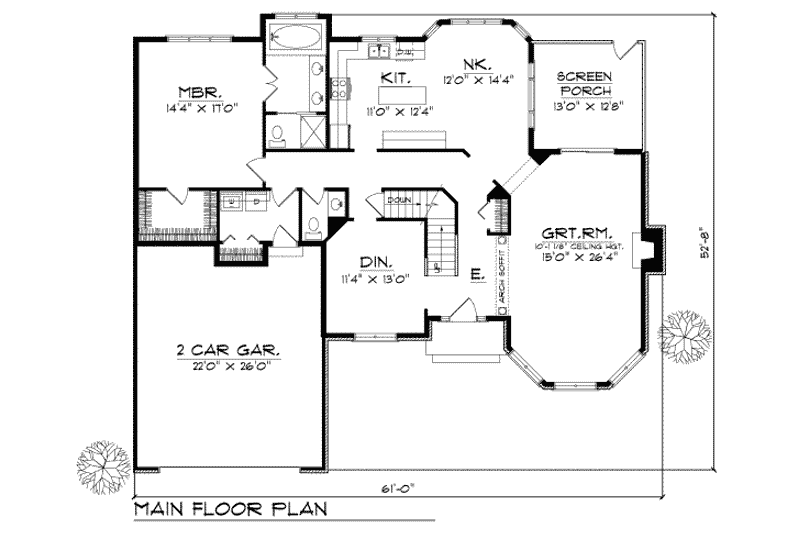 Dream House Plan - Floor Plan - Main Floor for Traditional House Plan #70-396 - 4 bed, 2.5 bath