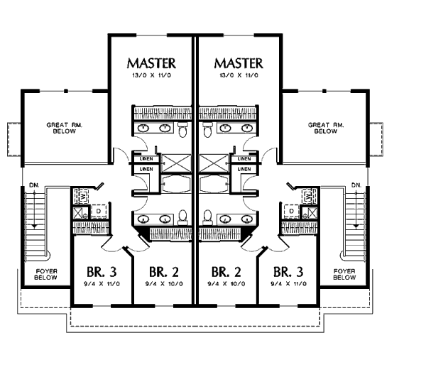 Architectural House Design - Traditional Floor Plan - Upper Floor Plan #48-154