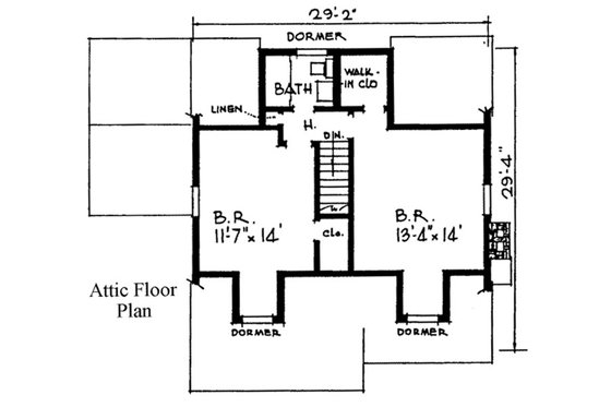 Floor Plan - Upper Floor for Country House Plan #315-102 - 3 bed, 2 bath