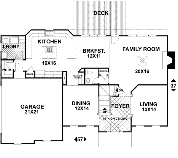 Architectural House Design - European Floor Plan - Main Floor Plan #56-202