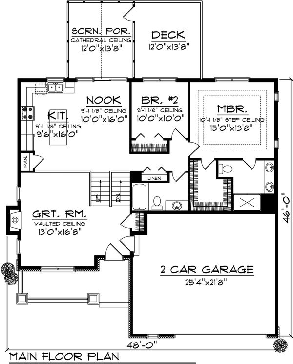 House Plan Design - Ranch Floor Plan - Main Floor Plan #70-1034