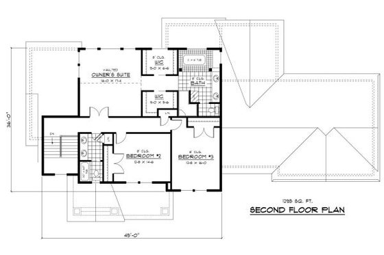 Floor Plan - Upper Floor for Craftsman House Plan #51-290 - 3 bed, 2.5 bath