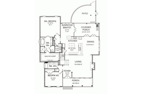 Floor Plan - Main Floor for Farmhouse House Plan #37-227 - 5 bed, 4 bath