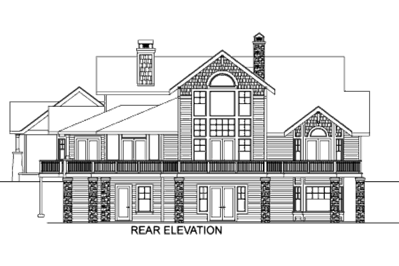 Home Plan - Exterior - Rear Elevation for European House Plan #124-586 - 3 bed, 3.5 bath