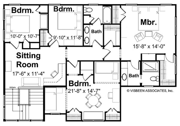 House Plan Design - Floor Plan - Upper Floor for Farmhouse House Plan #928-460 - 4 bed, 2.5 bath