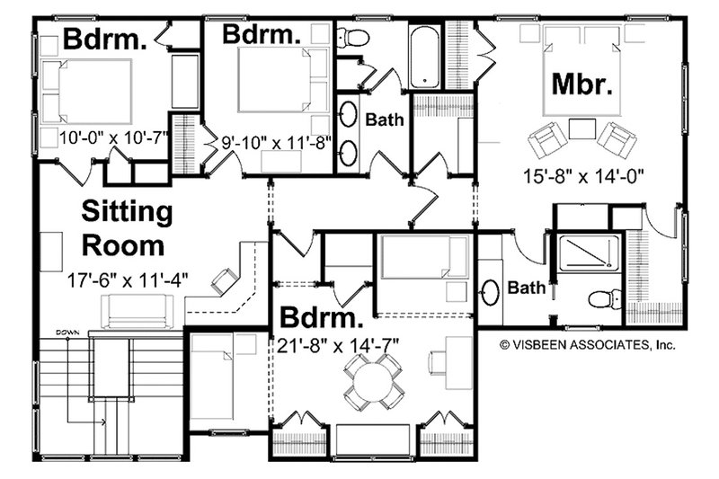 House Plan Design - Floor Plan - Upper Floor for Farmhouse House Plan #928-460 - 4 bed, 2.5 bath