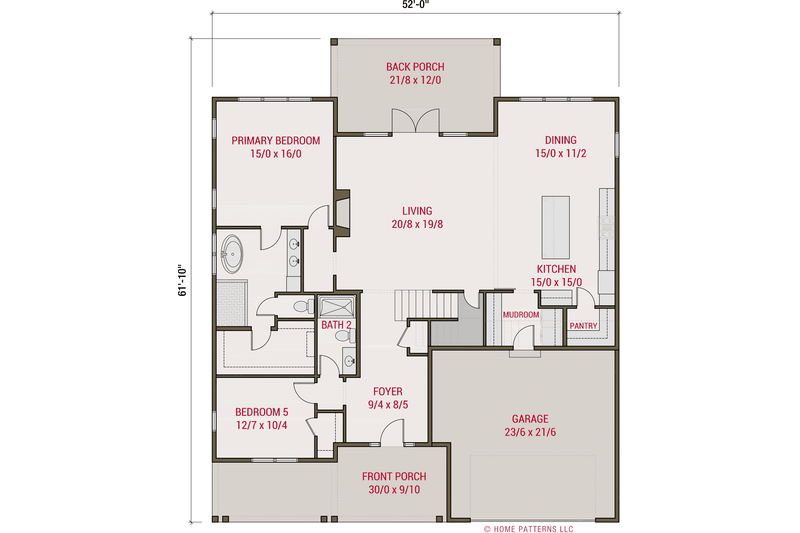 House Blueprint - Floor Plan - Main Floor for Farmhouse House Plan #461-103 - 5 bed, 4 bath