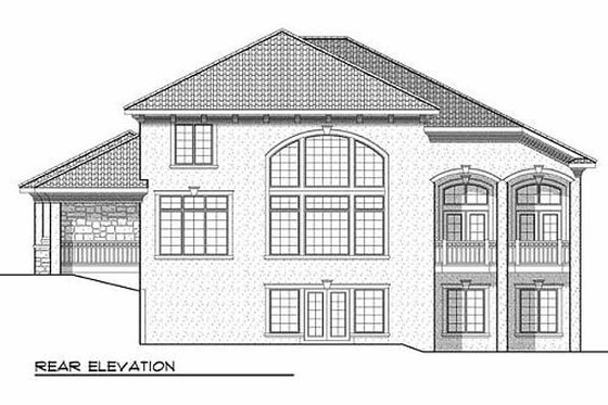 Exterior - Rear Elevation for European House Plan #70-925 - 4 bed, 3.5 bath