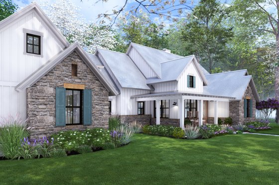 Exterior - Rear Elevation for Cottage House Plan #120-290 - 4 bed, 3.5 bath