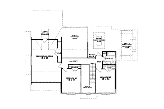 Floor Plan - Upper Floor for European House Plan #81-1192 - 3 bed, 3.5 bath