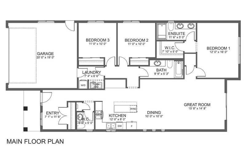 House Design - Floor Plan - Main Floor for Craftsman House Plan #126-282 - 3 bed, 2.5 bath