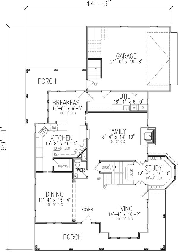 Architectural House Design - Victorian Floor Plan - Main Floor Plan #410-3612