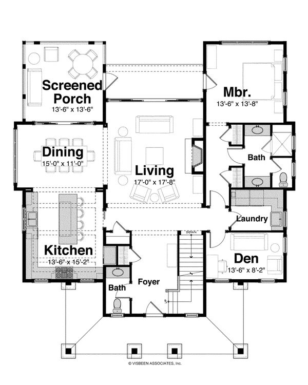 Architectural House Design - Country Floor Plan - Main Floor Plan #928-4
