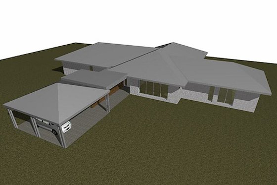 Exterior - Front Elevation for Ranch House Plan #496-6 - 3 bed, 2 bath