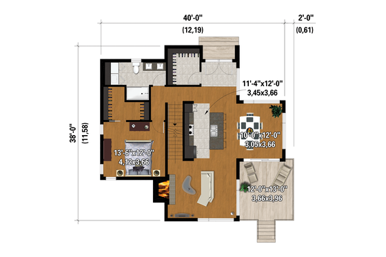 Floor Plan - Main Floor for Cottage House Plan #25-4922 - 4 bed, 2 bath