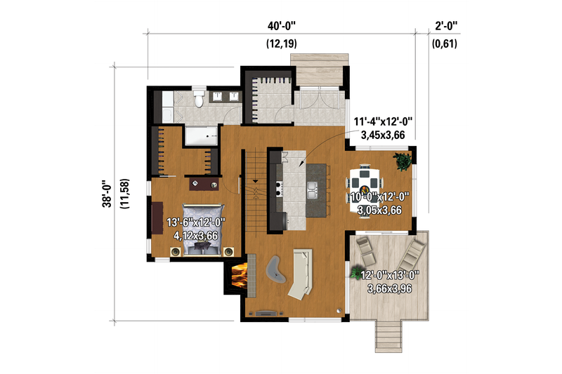 Architectural House Design - Floor Plan - Main Floor for Cottage House Plan #25-4922 - 4 bed, 2 bath