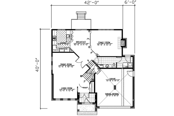 Floor Plan - Main Floor for European House Plan #138-188 - 4 bed, 2.5 bath