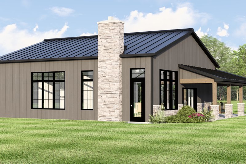 Architectural House Design - Exterior - Rear Elevation for Ranch House Plan #1064-407 - 2 bed, 2 bath