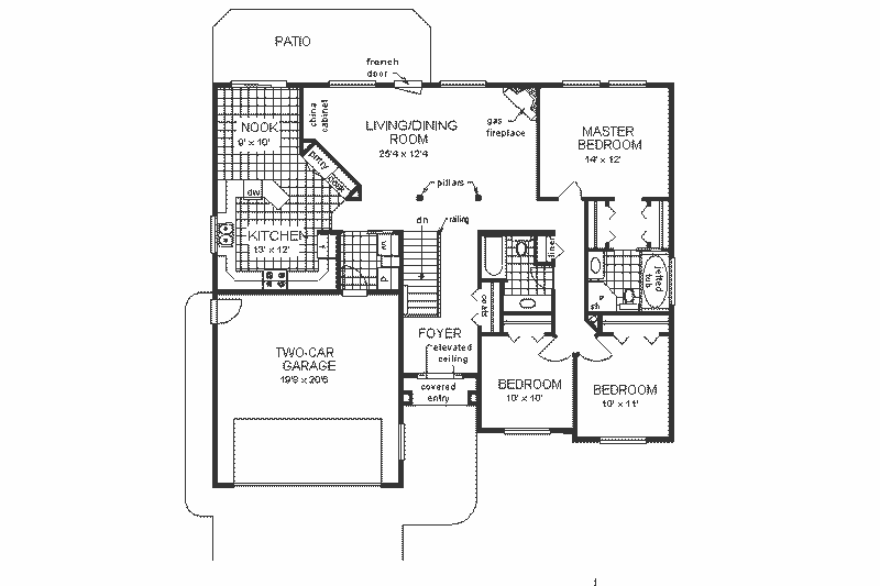 Architectural House Design - Floor Plan - Main Floor for European House Plan #18-188 - 3 bed, 2 bath