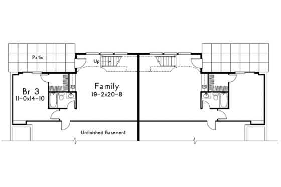 Floor Plan - Lower Floor for Traditional House Plan #57-189 - 3 bed, 2 bath