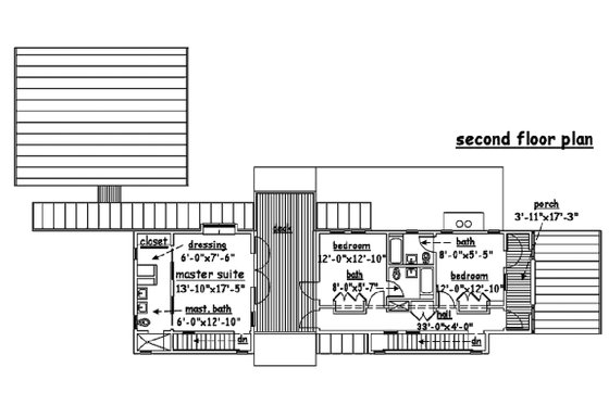 Floor Plan - Upper Floor for Beach House Plan #433-1 - 3 bed, 4 bath