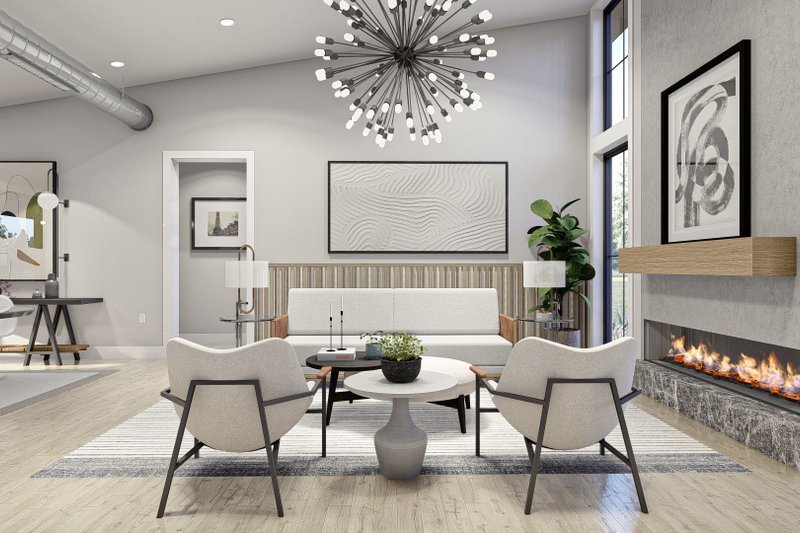 Dream House Plan - Interior - Family Room for Barndominium House Plan #455-293 - 3 bed, 2.5 bath