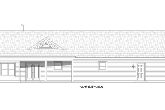 Exterior - Rear Elevation for Ranch House Plan #932-737 - 2 bed, 2 bath