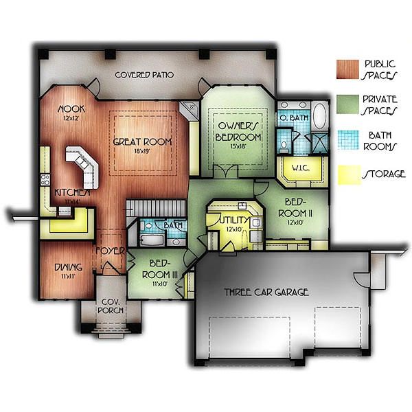 Adobe / Southwestern Floor Plan - Main Floor Plan #24-247