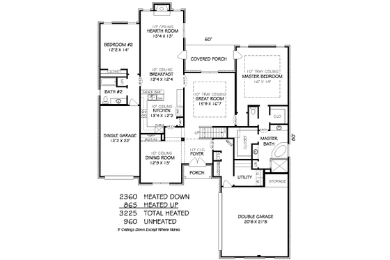 Floor Plan - Main Floor for European House Plan #424-379 - 4 bed, 3 bath