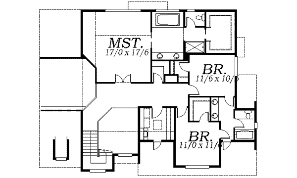 Colonial Floor Plan - Upper Floor Plan #130-131