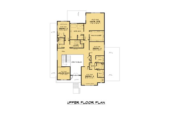 Floor Plan - Upper Floor for Contemporary House Plan #1066-175 - 5 bed, 4.5 bath