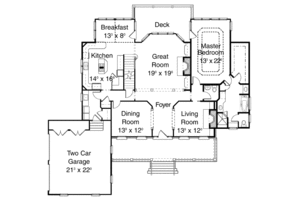 Floor Plan - Main Floor for Colonial House Plan #429-21 - 4 bed, 3.5 bath