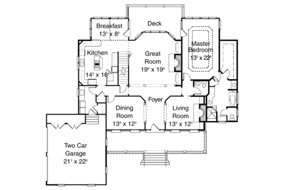 Floor Plan - Main Floor for Colonial House Plan #429-21 - 4 bed, 3.5 bath