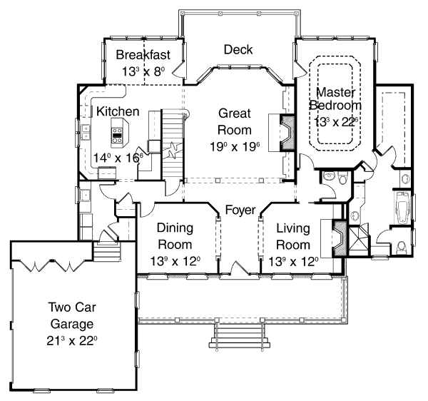 Architectural House Design - Colonial Floor Plan - Main Floor Plan #429-21