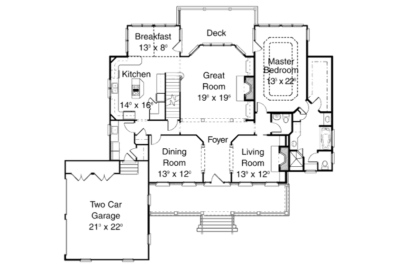House Plan Design - Floor Plan - Main Floor for Colonial House Plan #429-21 - 4 bed, 3.5 bath