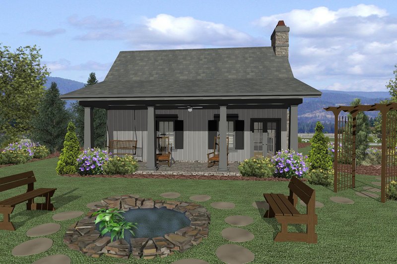 House Blueprint - Exterior - Rear Elevation for Cottage House Plan #56-715 - 1 bed, 1 bath