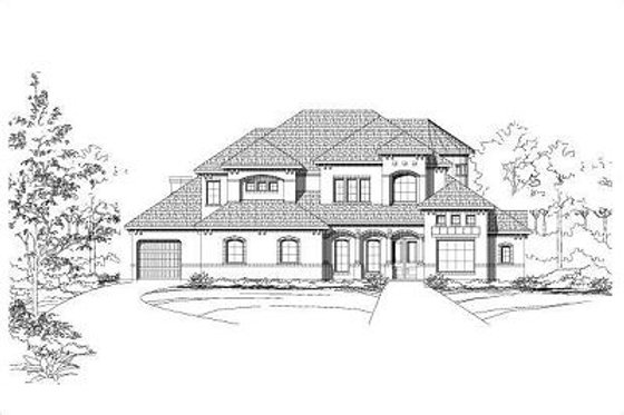 Exterior - Front Elevation for European House Plan #411-695 - 4 bed, 4.5 bath