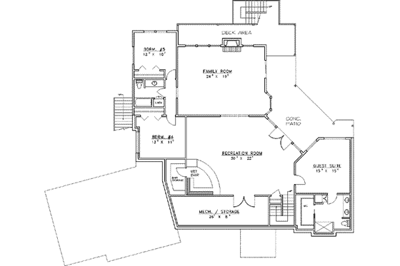 Floor Plan - Lower Floor for Traditional House Plan #117-221 - 6 bed, 5 bath