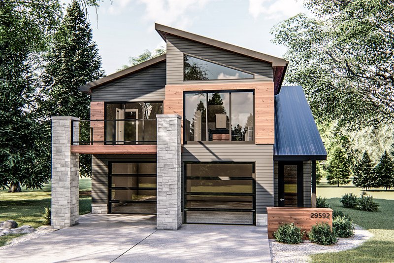 House Blueprint - Modern Exterior - Front Elevation Plan #455-298