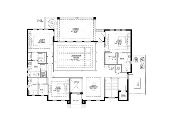 Beach Floor Plan - Upper Floor Plan #548-55