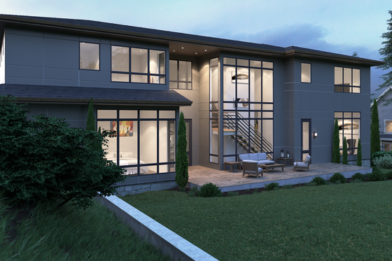 Exterior - Rear Elevation for Contemporary House Plan #1066-39 - 5 bed, 6 bath