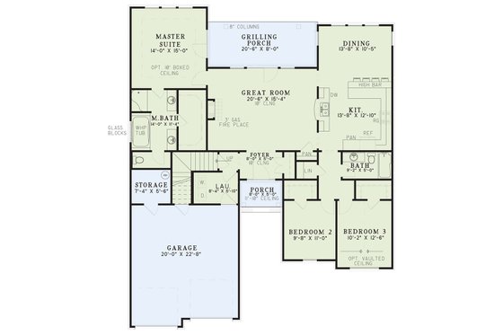 Floor Plan - Main Floor for Ranch House Plan #17-3325 - 3 bed, 2 bath