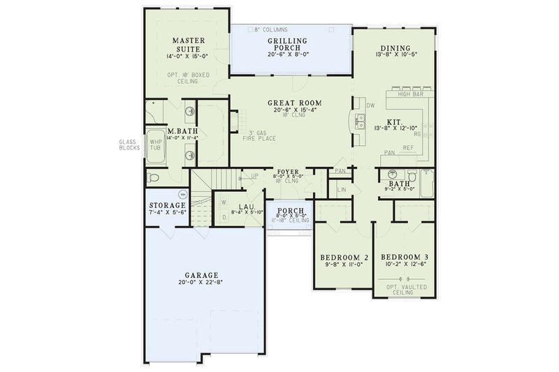 Home Plan - Floor Plan - Main Floor for Ranch House Plan #17-3325 - 3 bed, 2 bath
