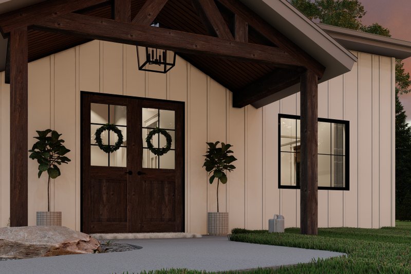 House Design - Exterior - Covered Porch 1 for Barndominium House Plan #455-259 - 2 bed, 1 bath