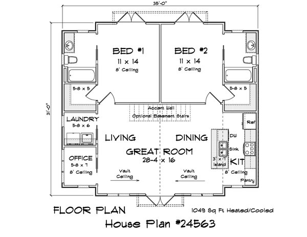 House Blueprint - Cottage Floor Plan - Main Floor Plan #513-2356