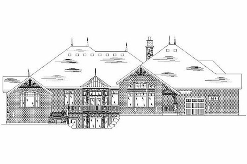 Home Plan - Exterior - Rear Elevation for European House Plan #5-427 - 4 bed, 4.5 bath
