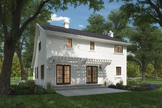 Exterior - Rear Elevation 1 for Country House Plan #427-1 - 3 bed, 2.5 bath