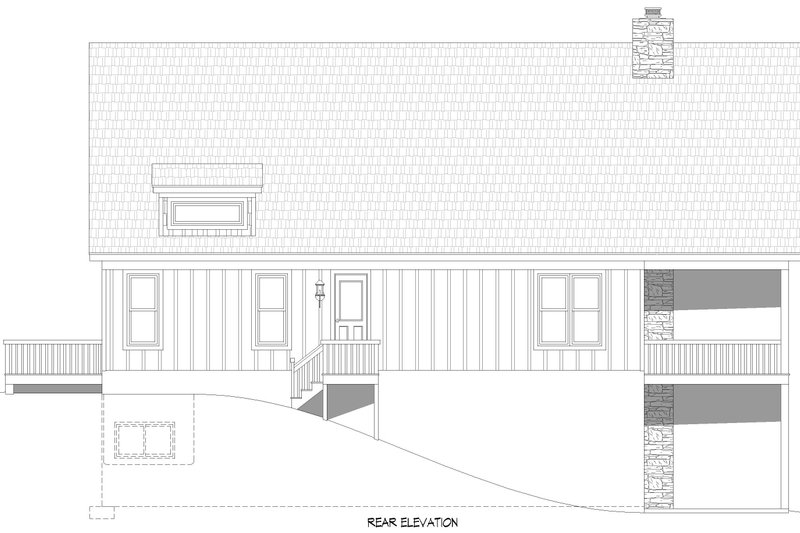 Architectural House Design - Exterior - Rear Elevation for Country House Plan #932-1240 - 2 bed, 2.5 bath