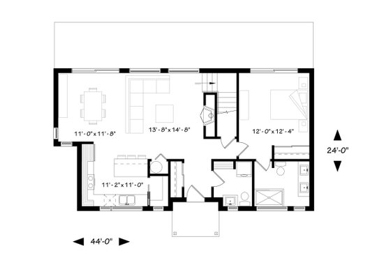 Floor Plan - Main Floor for Contemporary House Plan #23-2312 - 3 bed, 3 bath