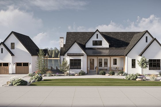 Exterior - Front Elevation 3 for Traditional House Plan #455-787 - 4 bed, 4 bath